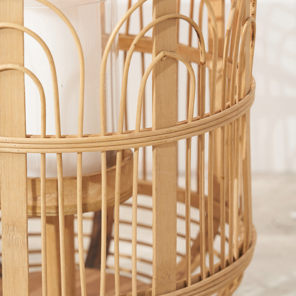 Pacific Lifestyle Natural Bamboo and Glass Lantern Small Image 4