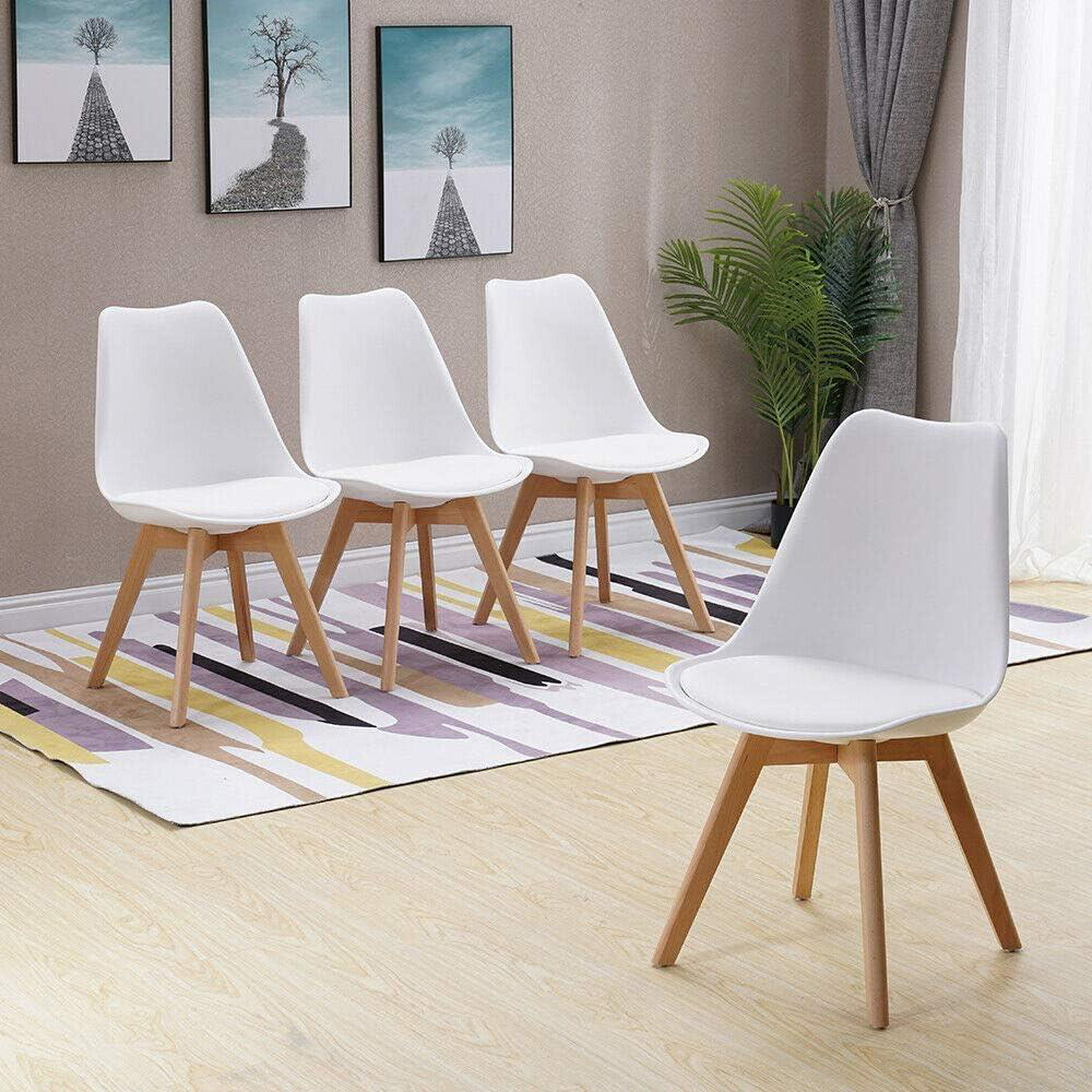 Portland 4 Seater Plastic and Leather Dining Set Oak Effect and White Image 2