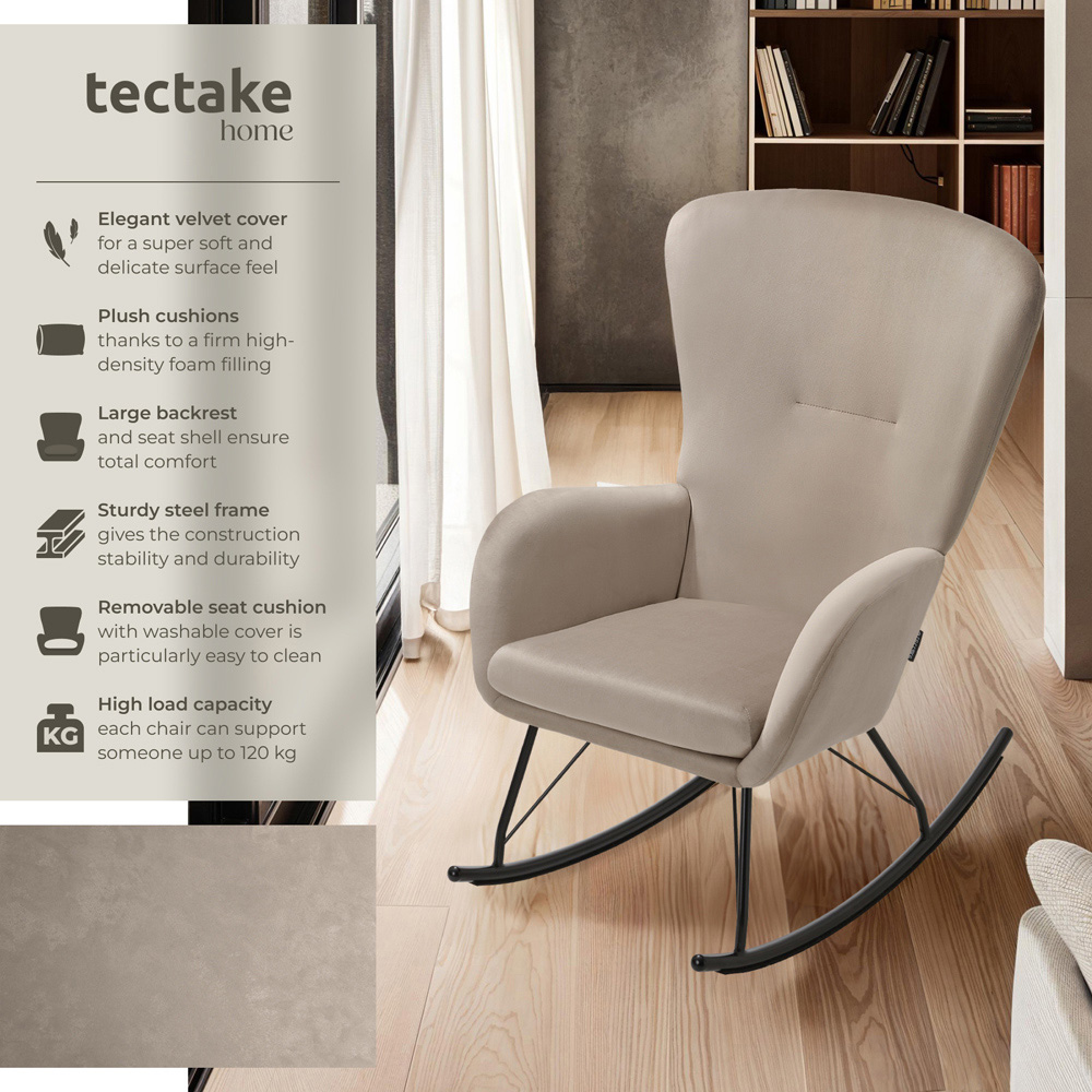 tectake Beige and Black Swing Rocking Chair Image 6