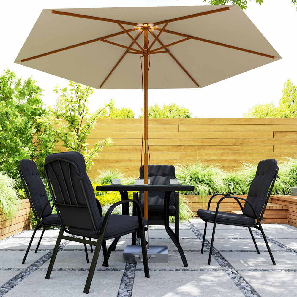 Outsunny 4 Seater Garden Dining Set with Umbrella Hole Black Image 3