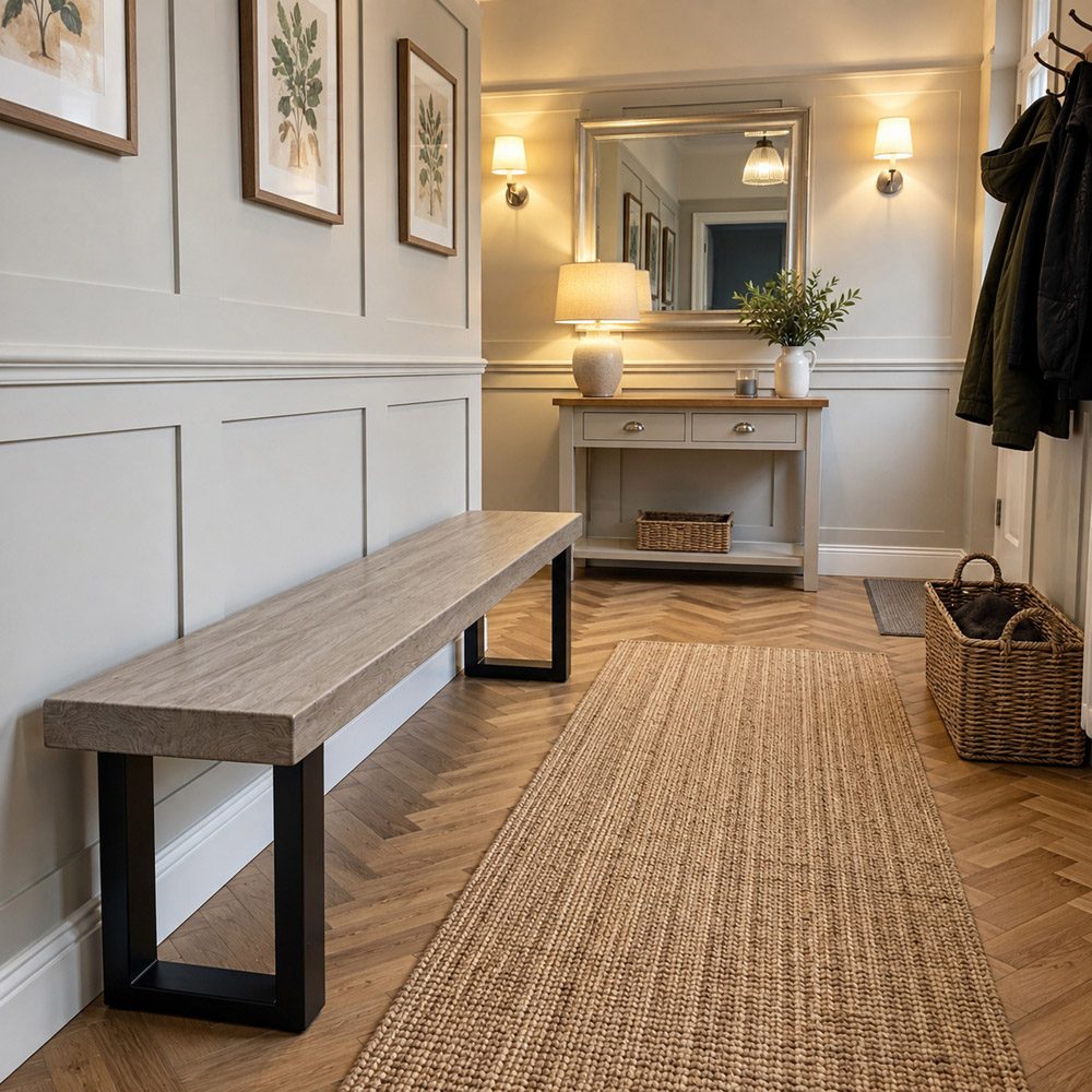 Homebase Grey Wash Redwood Chunky and Sturdy Bench 120cm Image 3