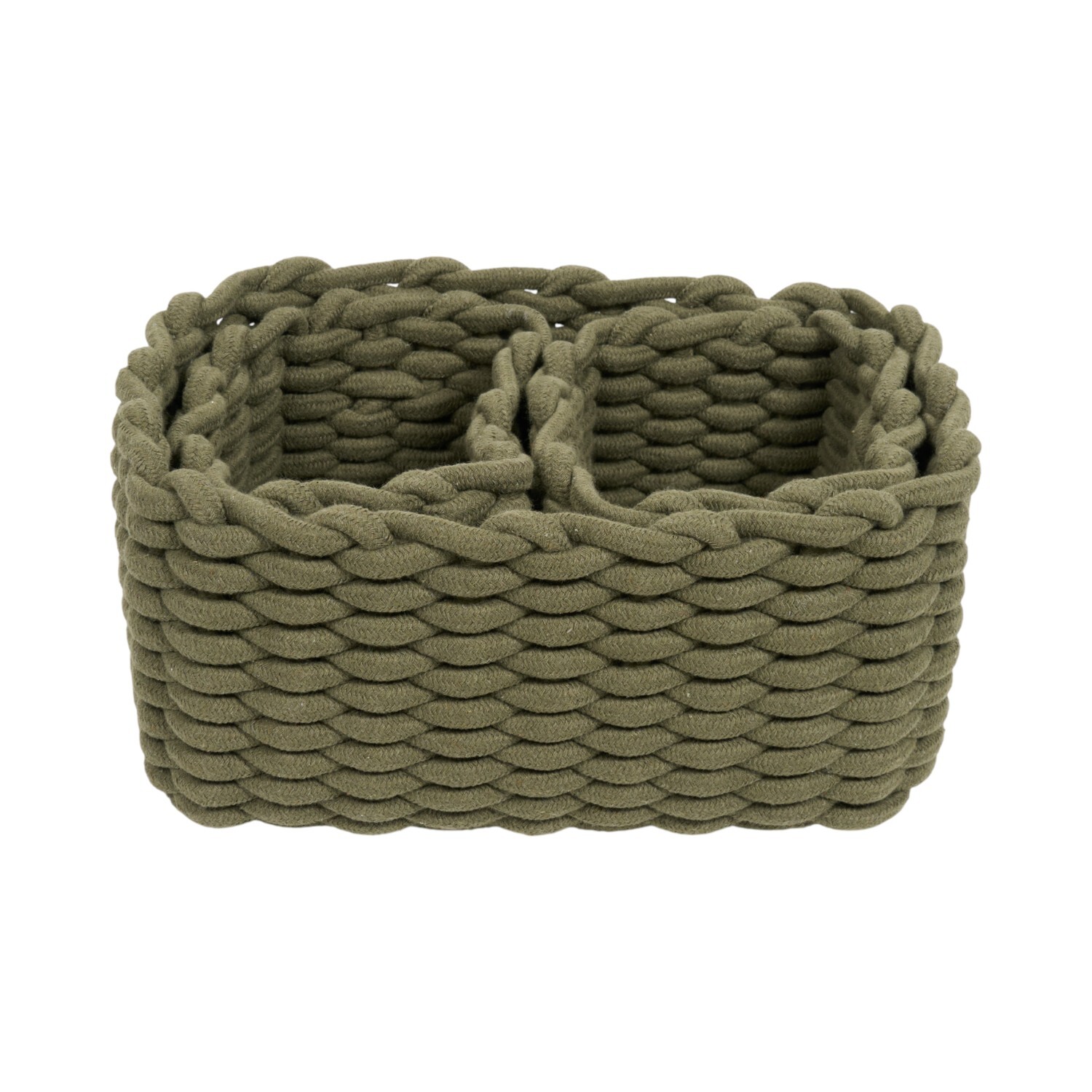Set of 3 Woven Rope Baskets Olive Image 2