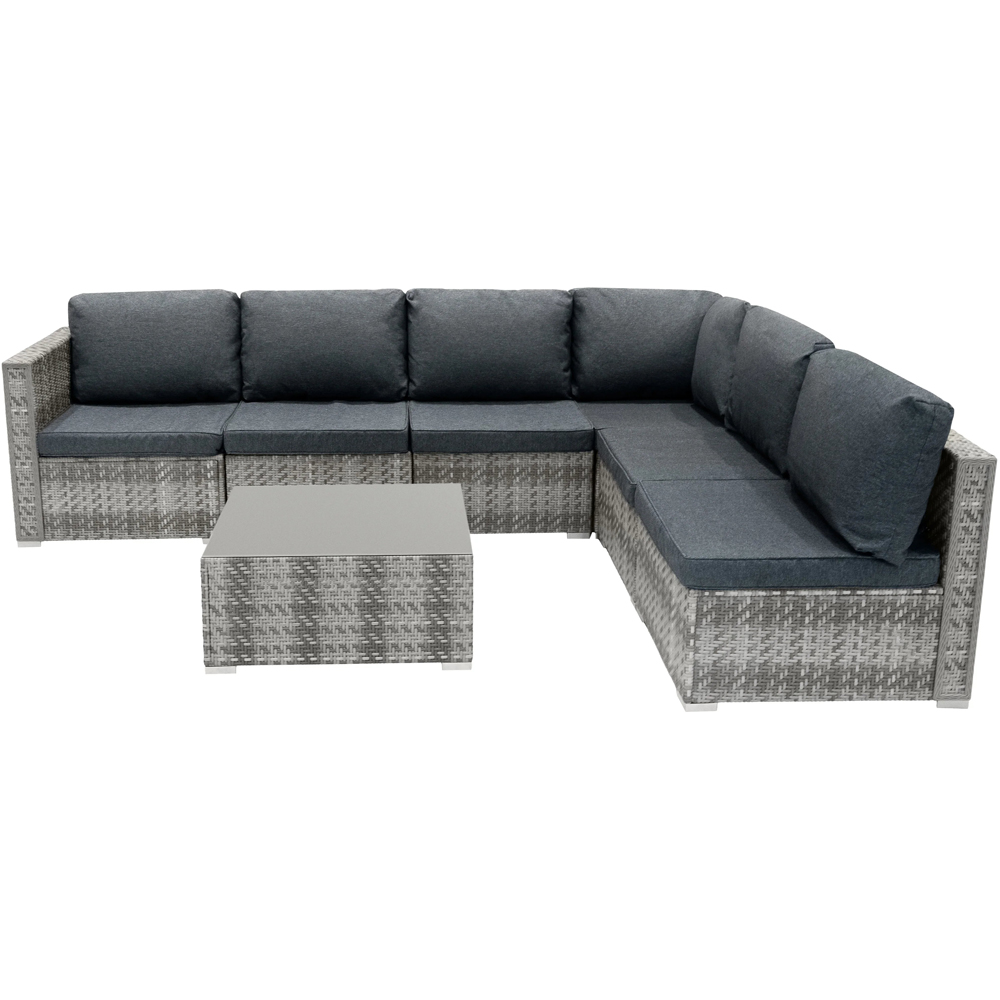 MonsterShop Grey 5 Seater Rattan Modular Garden Corner Lounge Set Image 3