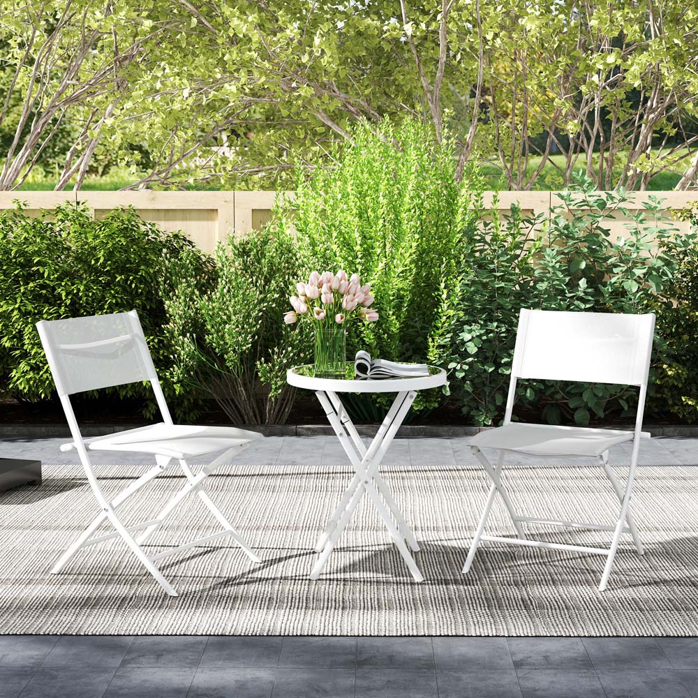 Outsunny 2 Seater White Bistro Set Image 3