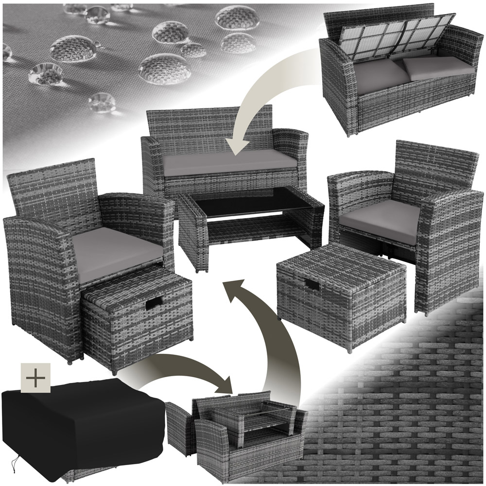 tectake Modena 4 Seater Grey Garden Furniture Set Image 2