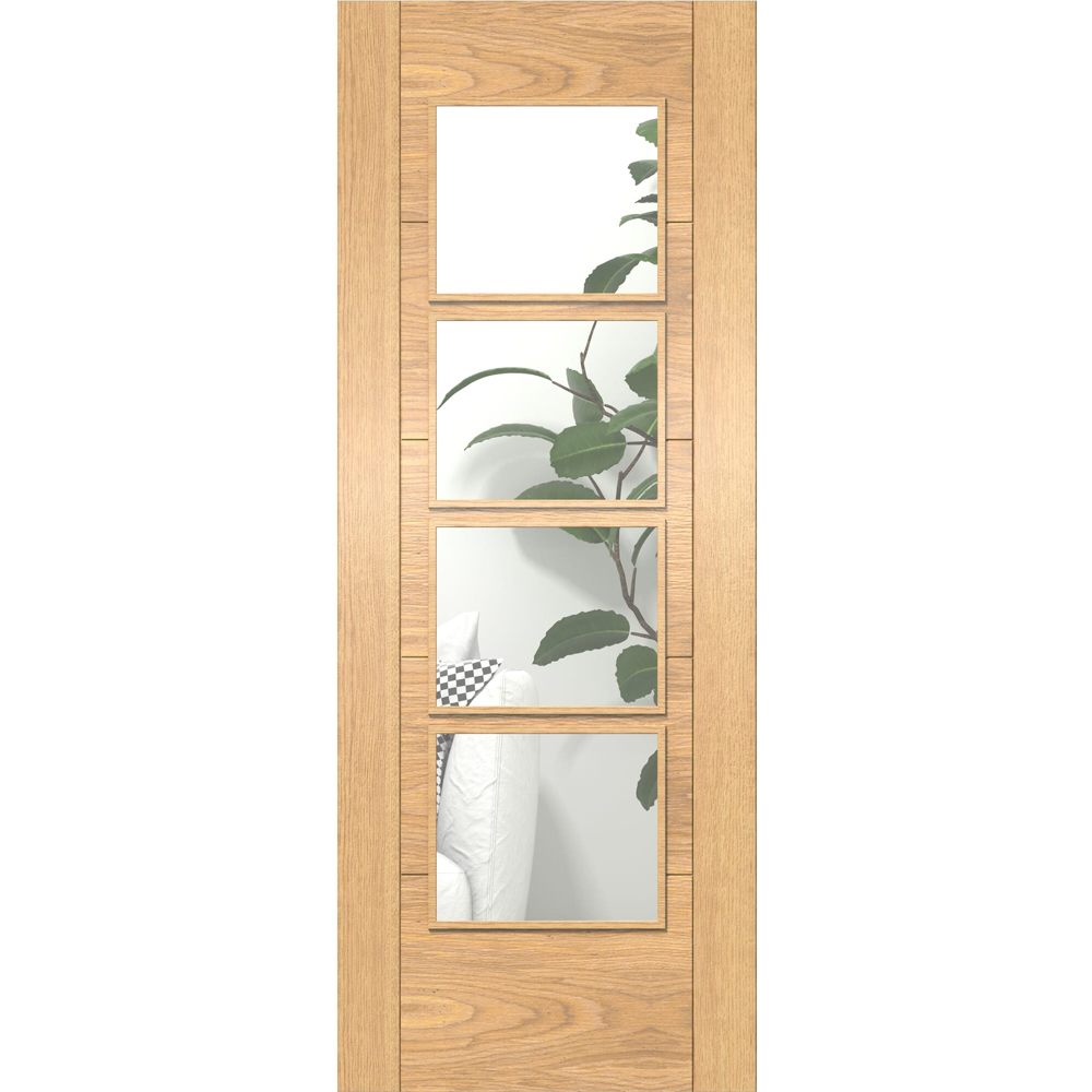 Green & Taylor Oak Ladder 4 Lite Clear Glass Prefinished Internal Door 1981 x 813mm Image