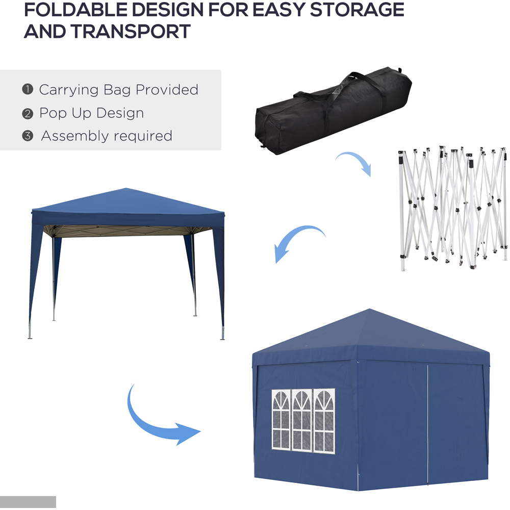 Outsunny 3 x 3m Blue Pop Up Water Resistant Camping Party Tent Image 7