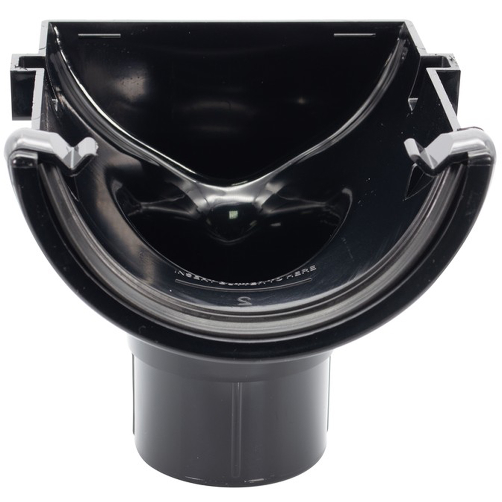 FloPlast Half Round Gutter Stopend Outlet Black 112mm Image 2