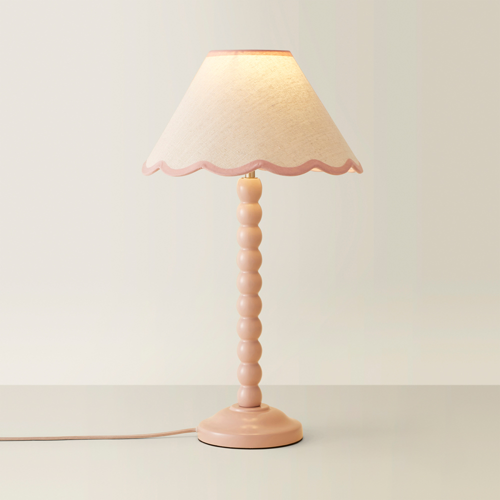 ValueLights Bobbins Pink Scallop Shade Rose Pink LED Floor Lamp Image 5