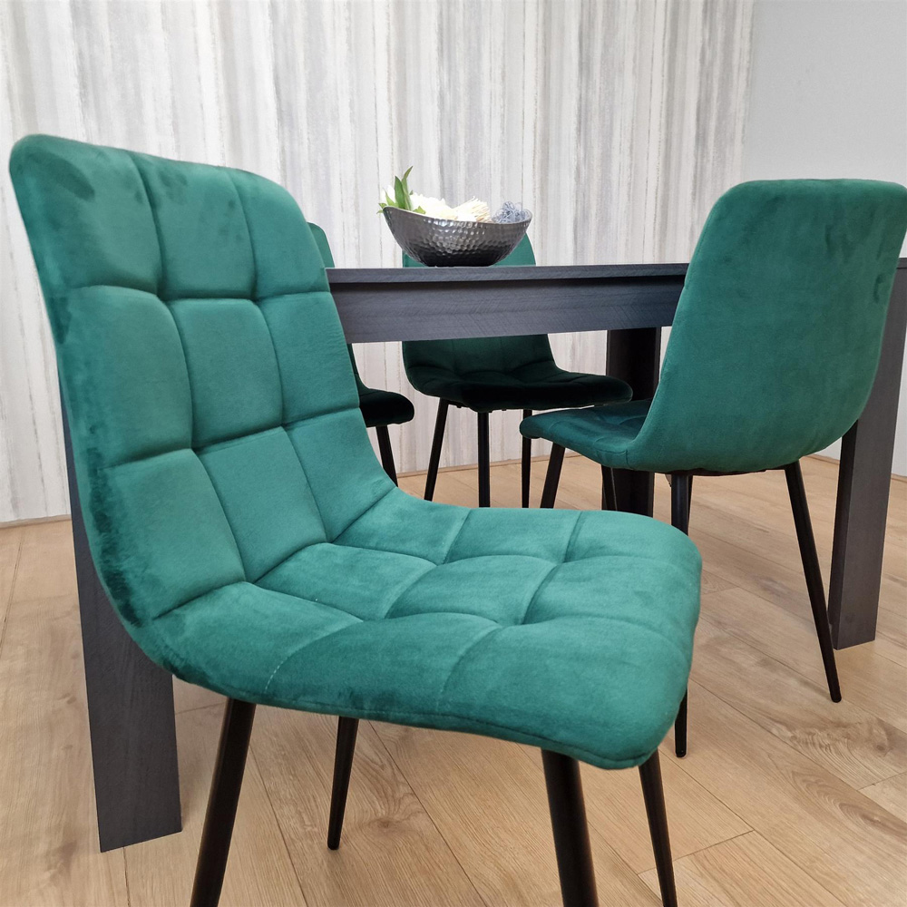 Portland 4 Seater Dining Set Dark Grey and Green Image 6