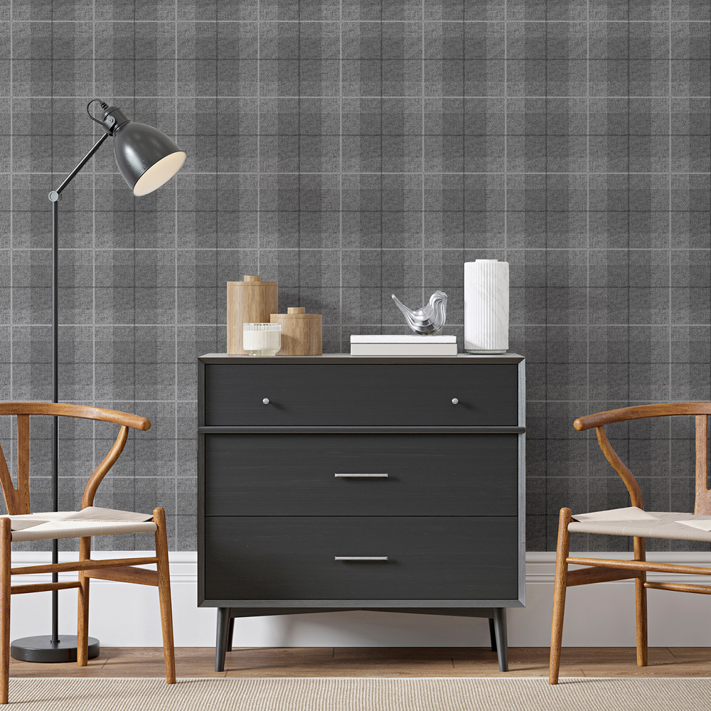 Arthouse Country Tartan Charcoal Wallpaper Image 6