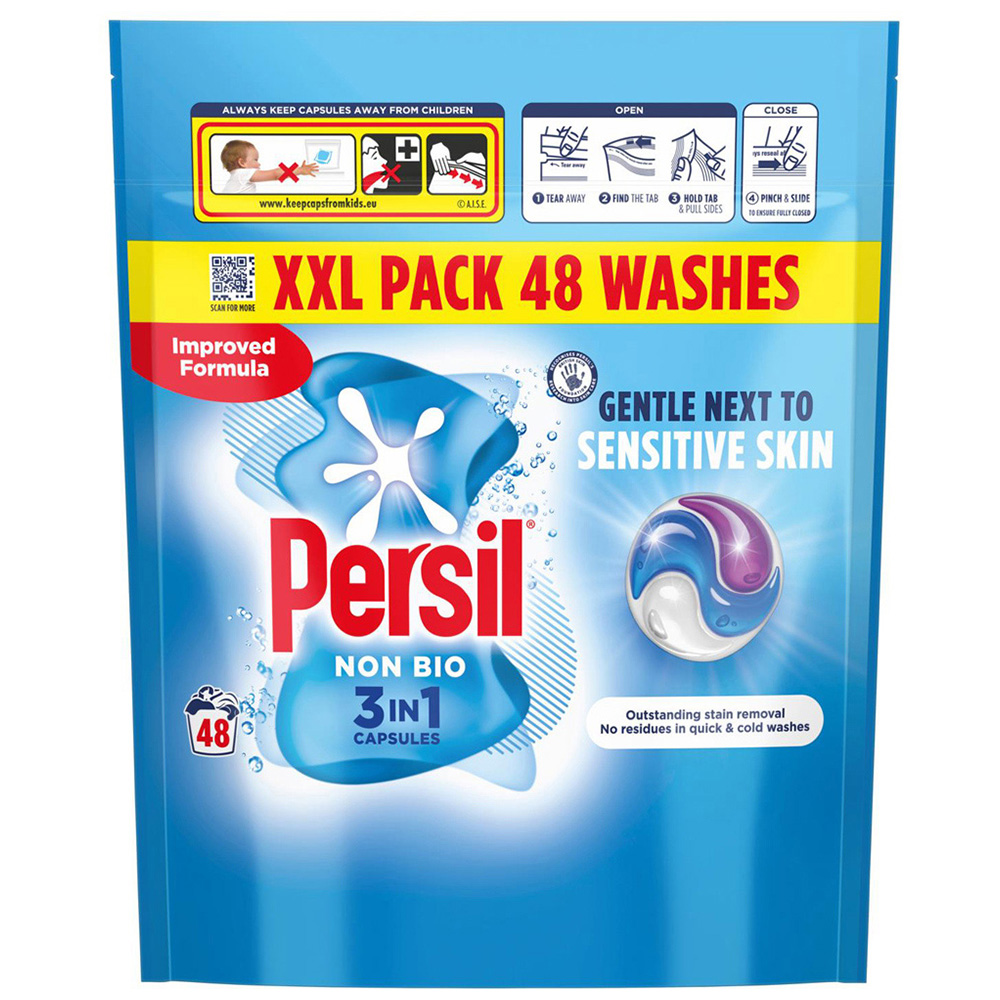 Persil 3 in 1 Non-Bio Washing Capsules 48 Washes 1012.8g 4 Pack Image 2
