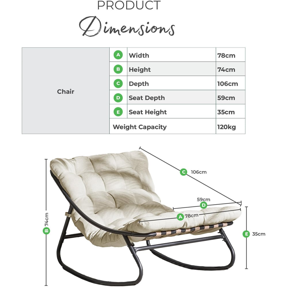 Furniturebox Piasa Black and Green Outdoor Rocking Chair Image 8
