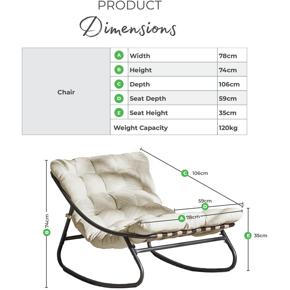 Furniturebox Piasa Black and Cream Outdoor Rocking Chair Image 8