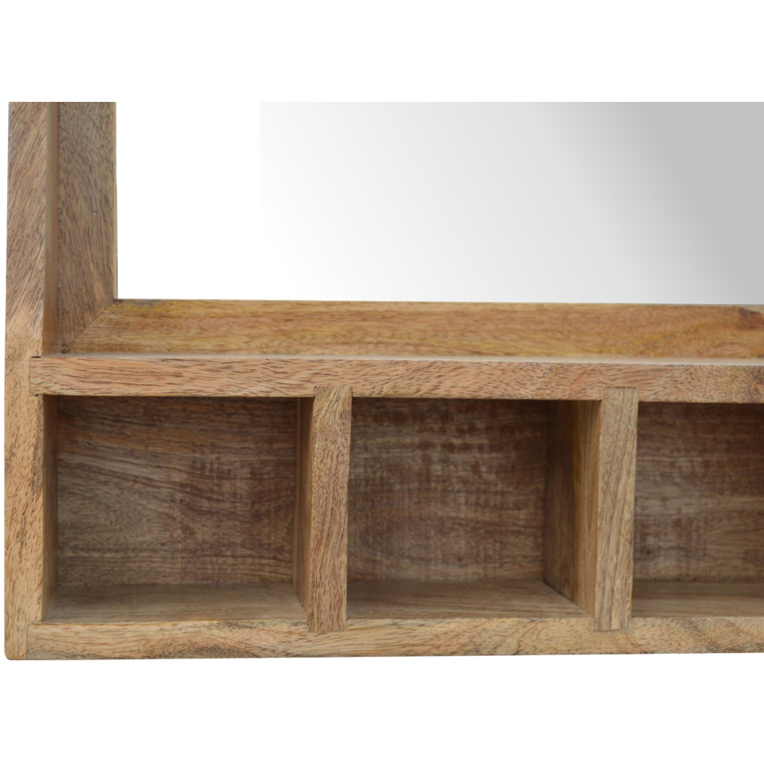 Artisan Furniture Solid Oak Wood Beige 5 Shelf Floating Shelf with Mirror Image 6