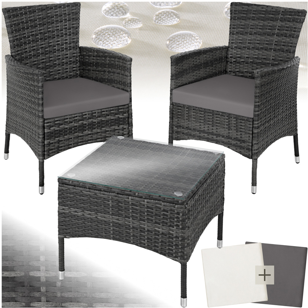 tectake Lucerne 2 Seater Grey Garden Bistro Set Image 2