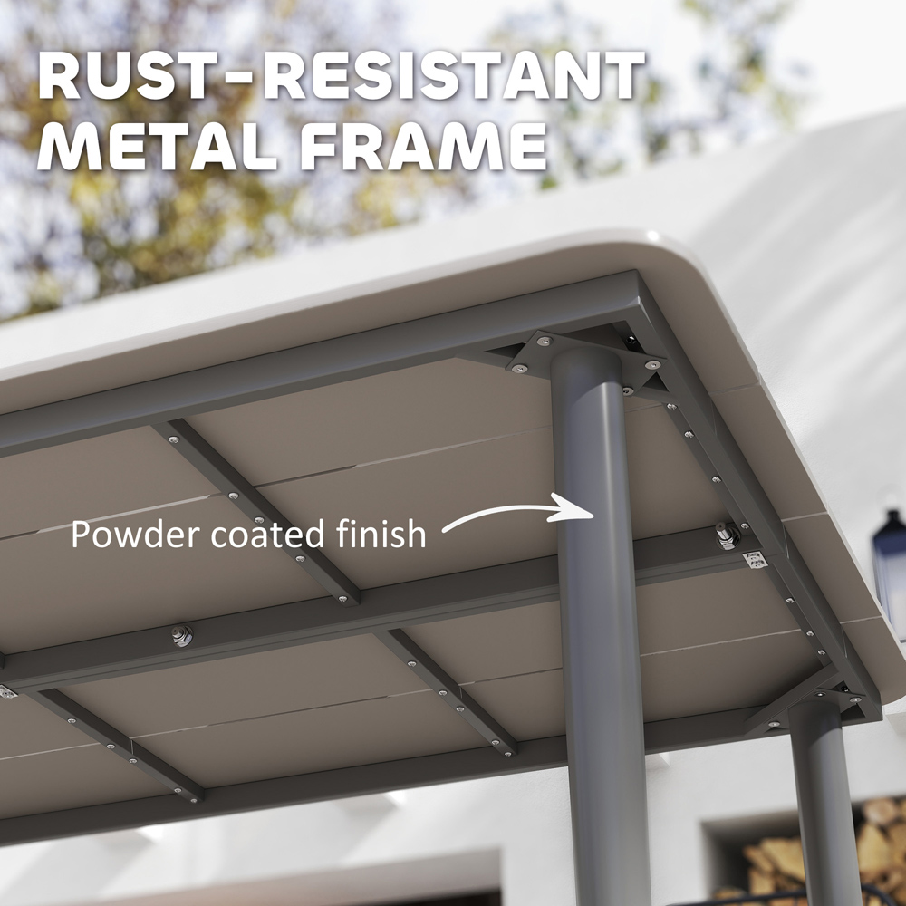 Outsunny 6 Seater Rust Resistant Metal Frame Garden Dining Table Light Grey Image 5