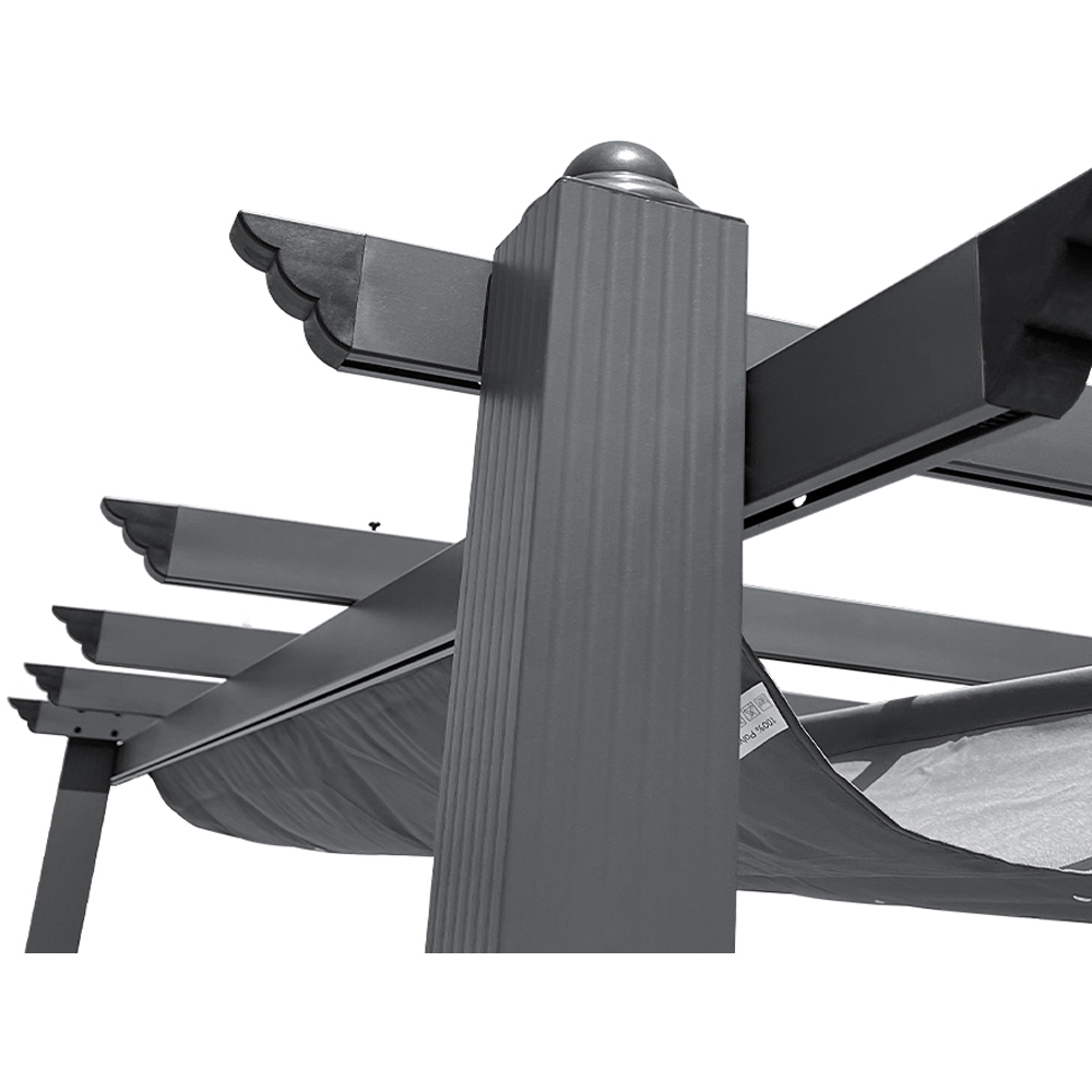 Living and Home Dark Grey Aluminium Pergola with Canopy 3 x 3m Image 3