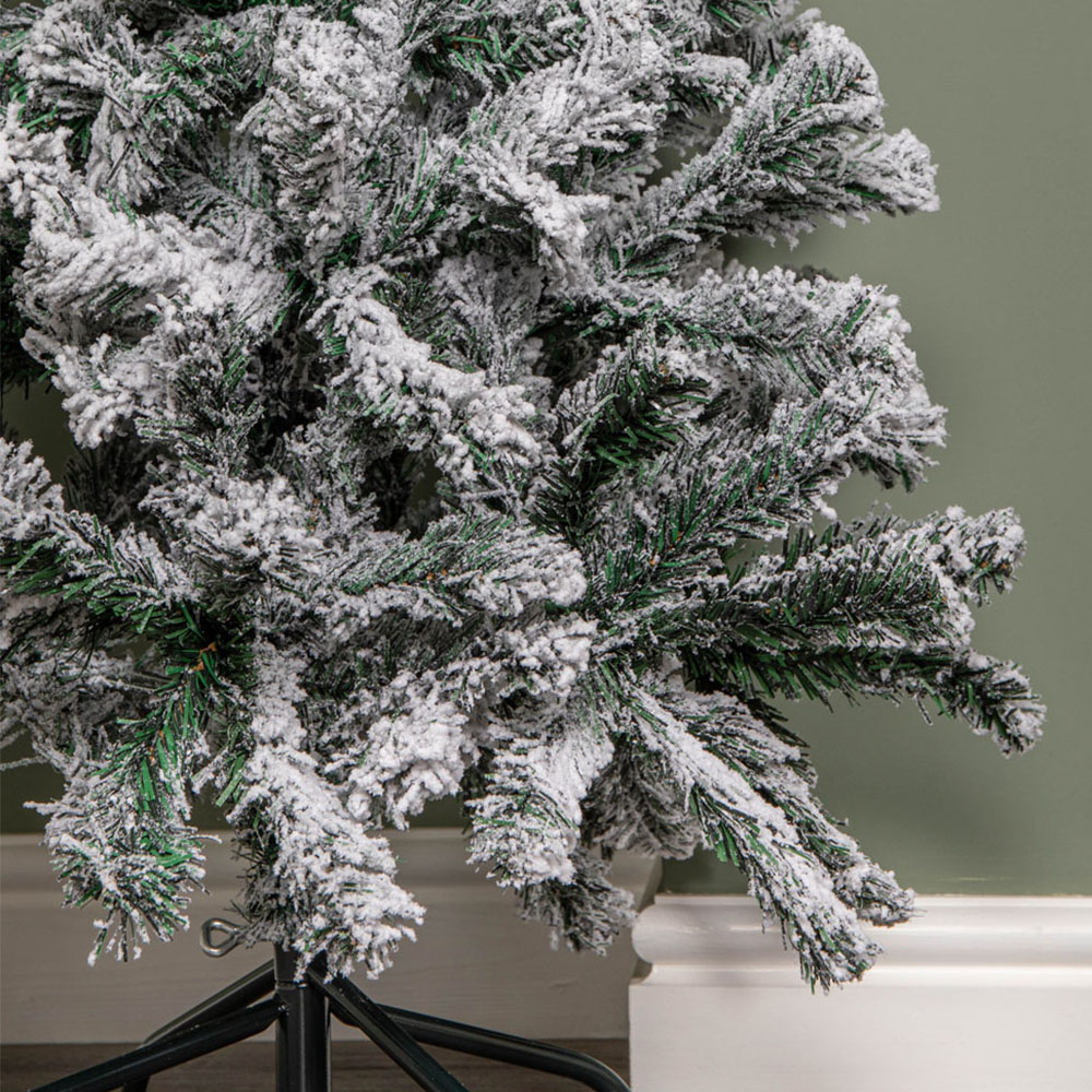 Samuel Alexander Snow Flocked Artificial Christmas Tree with Green Metal Stand 4ft Image 5