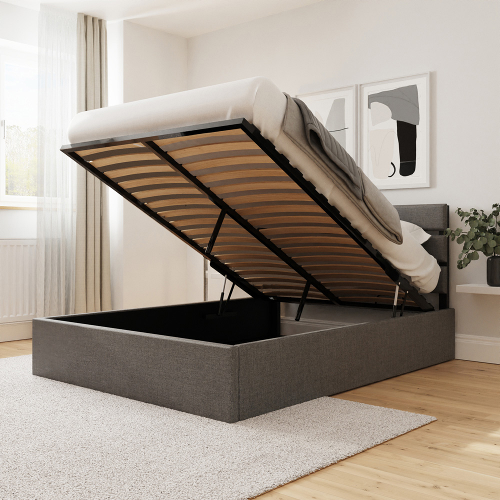 GFW Hudson Double Grey End Lift Ottoman Bed with SC Bonnell Mattress Image 8