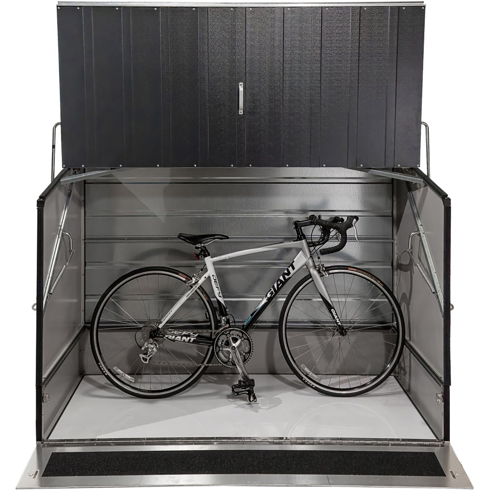 Trimetals 4 x 6ft Anthracite Bike Storage Shed with Ramp Image 4