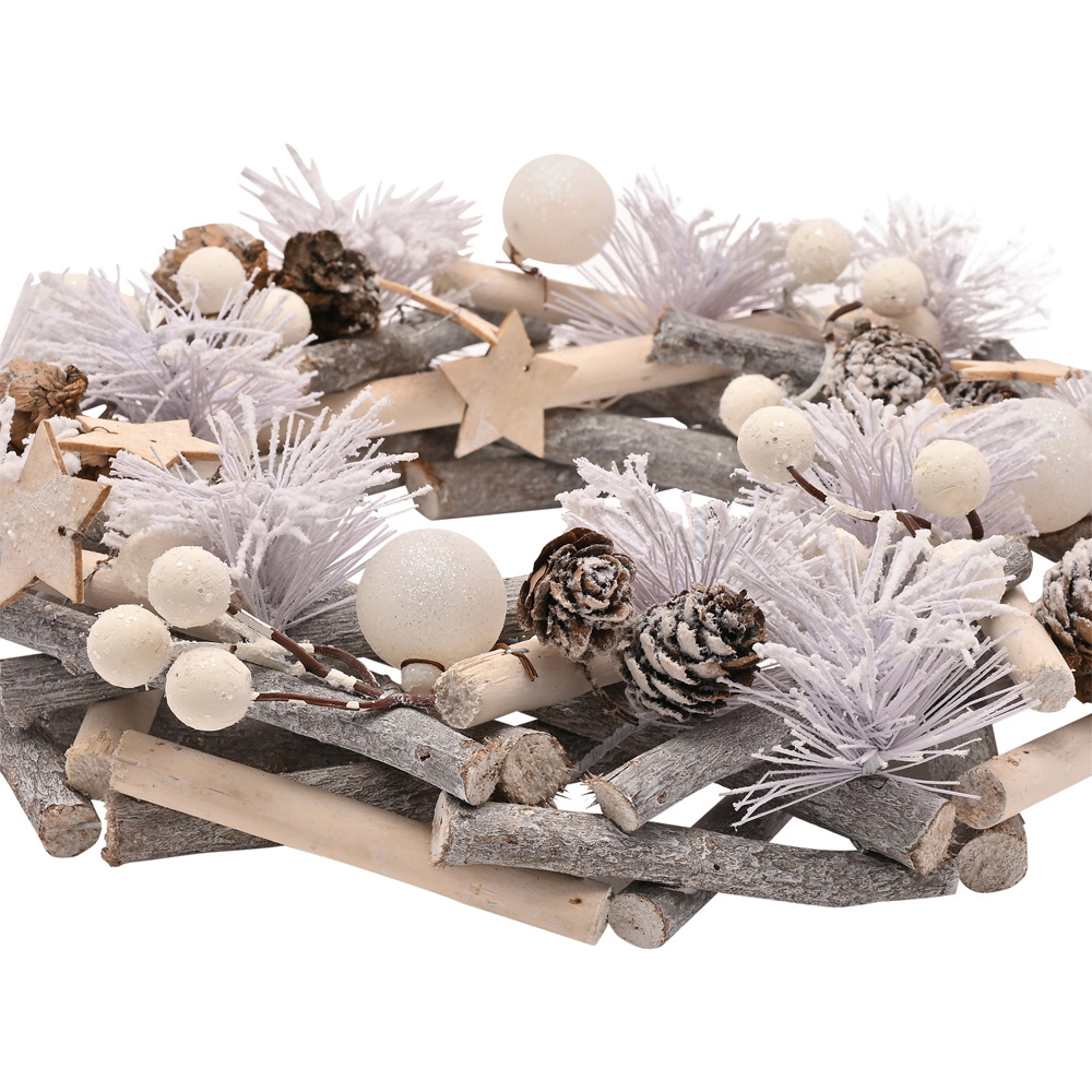 The Seasonal Gift Co. White Frosted Twig Wreath 30cm Image 3