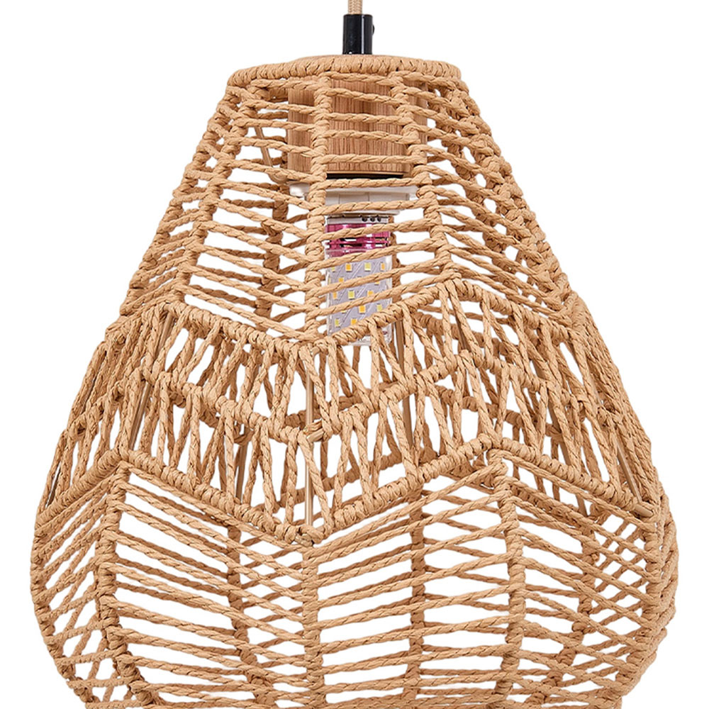 Living and Home Light Brown Vintage Rattan E27 Pendant Light Image 4