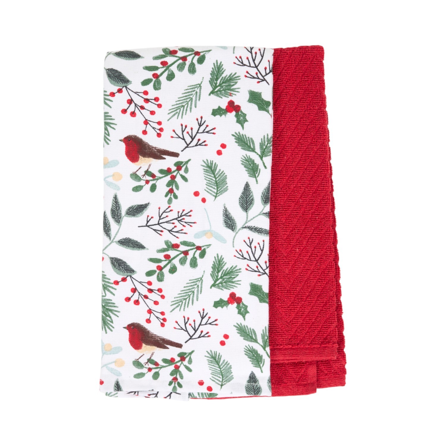 Pack of 2 Mistletoe Robin Tea Towels Image 3