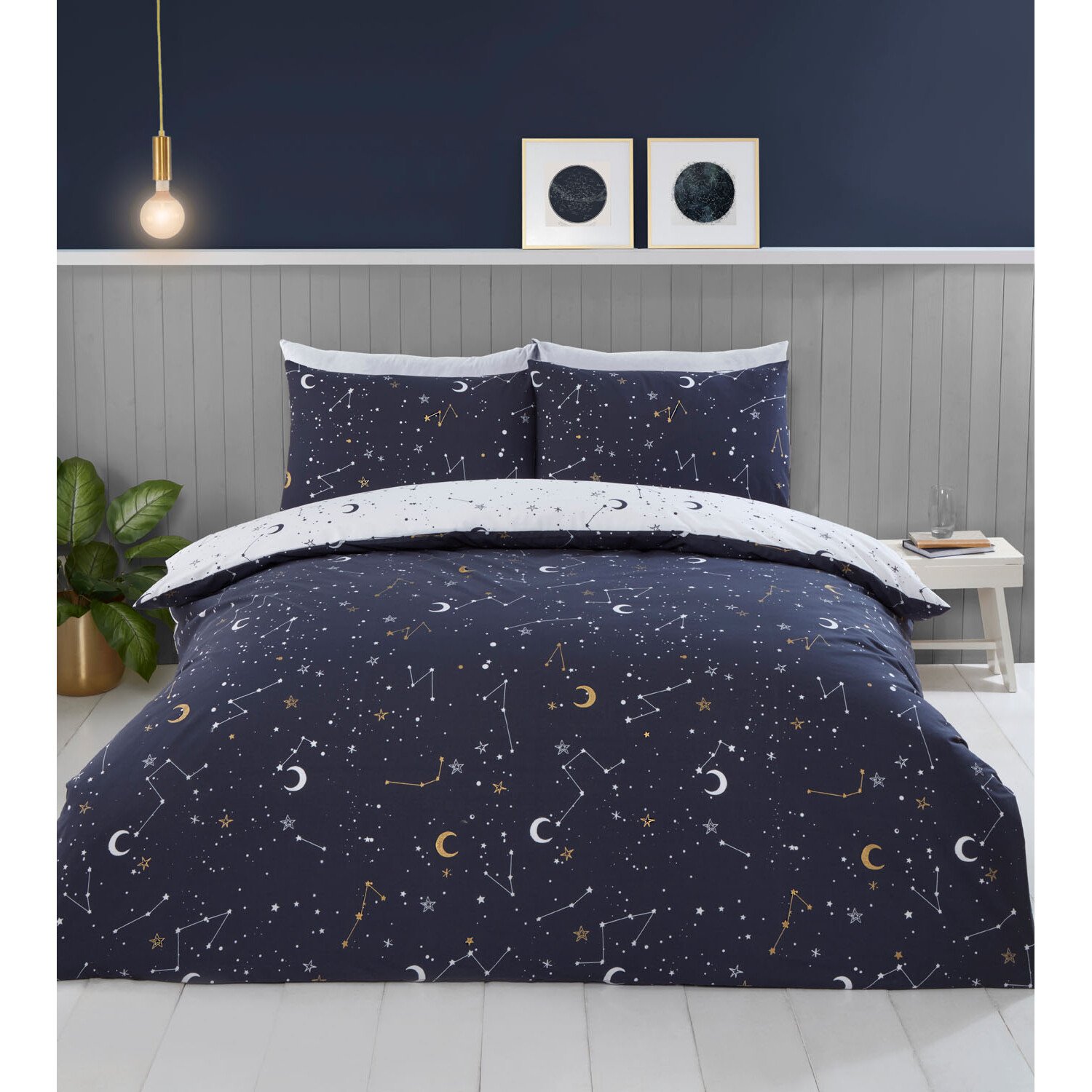 Divante King Size Celestial Metallic Duvet Cover and Pillowcase Set Image 5