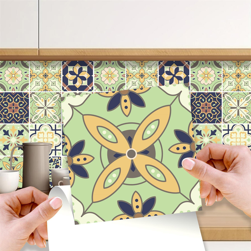 Walplus Pastel Green Moroccan Wall Tile Sticker 15 x 15cm 24 Pack Image 4