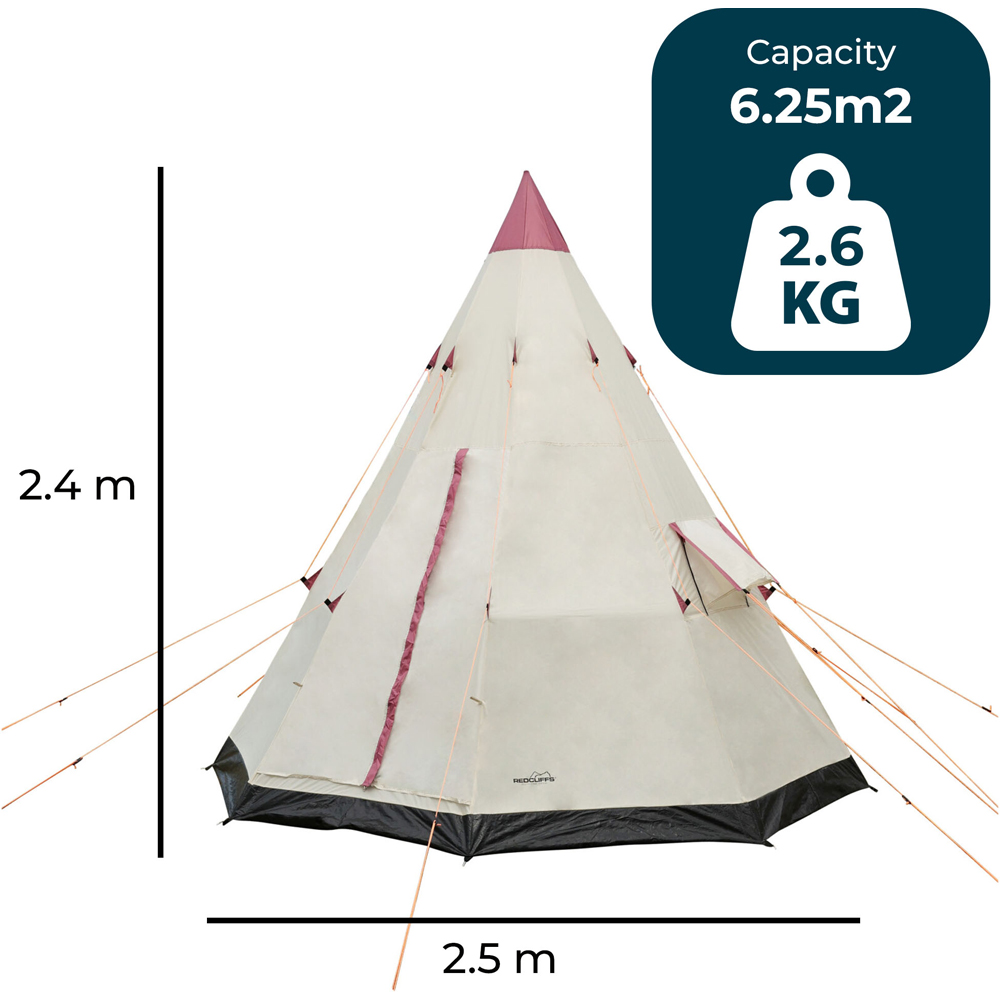 Jack Stonehouse 2-3 Person Teepee Wigwam Camping Tent with Carry Bag White Image 8