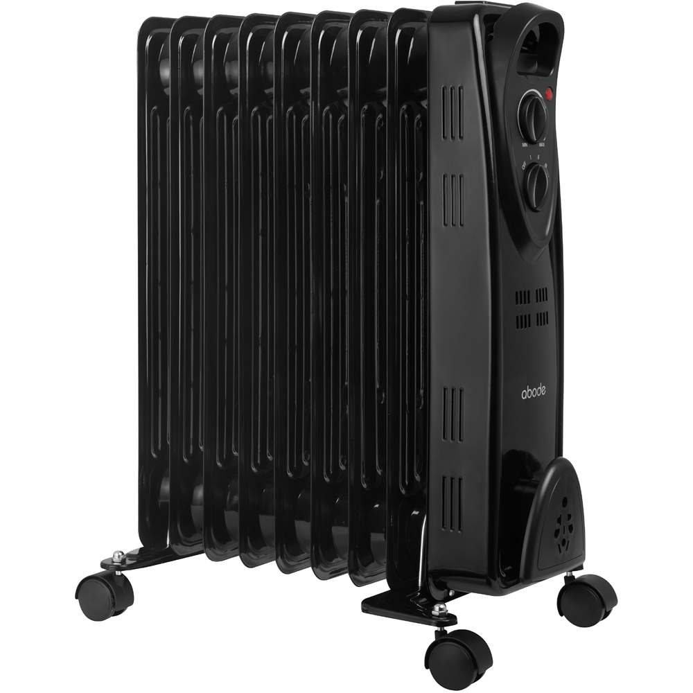 Atif Radiator Abode AOFR9003B Black 9 Fin Oil Filled Radiator in Black 2000W | Homebase