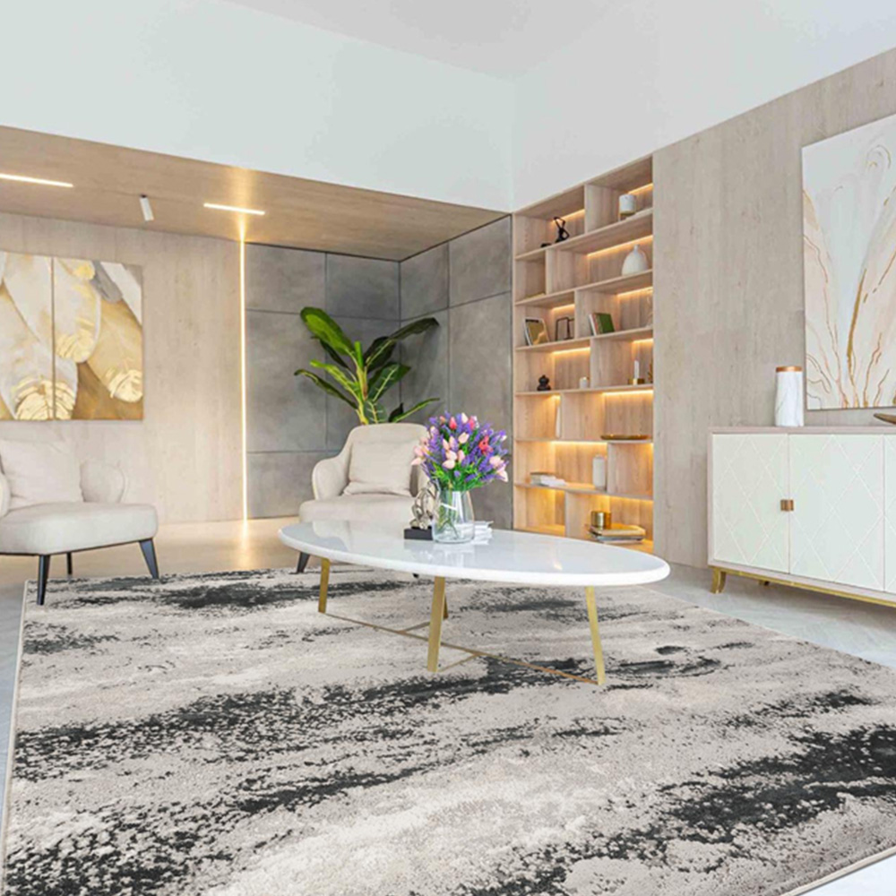 Desire Rugs Elysium Modern Abstract Action Metallic Mist Grey Rug 200 x 290cm Image 6