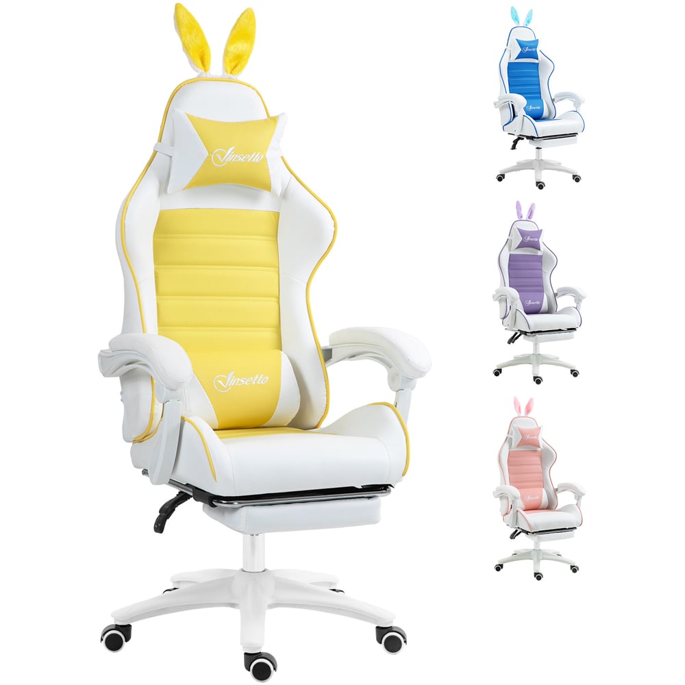Portland Yellow Rabbit Ear Gaming Chair with Footrest Image 2