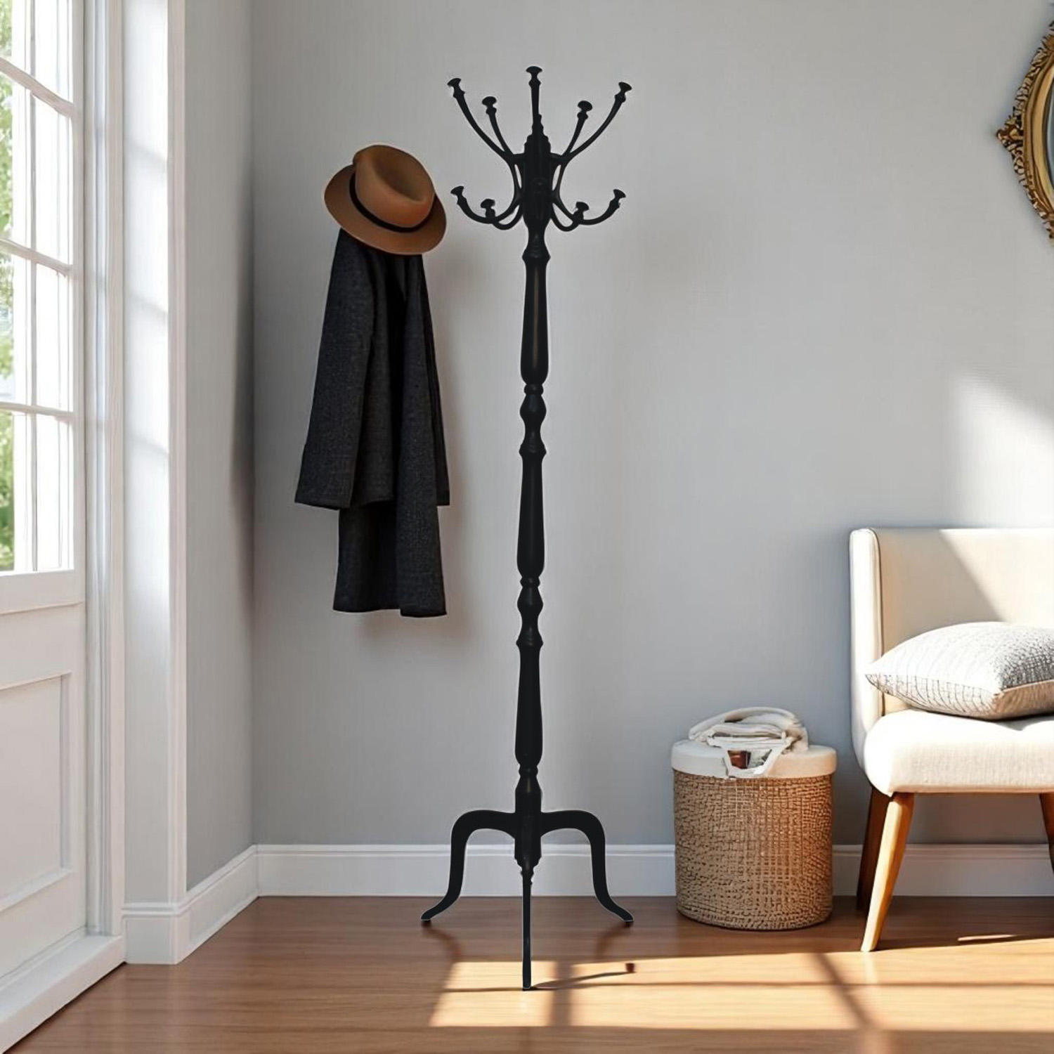 Artisan Furniture Black Iron 6 Hook Coat Stand Image 2