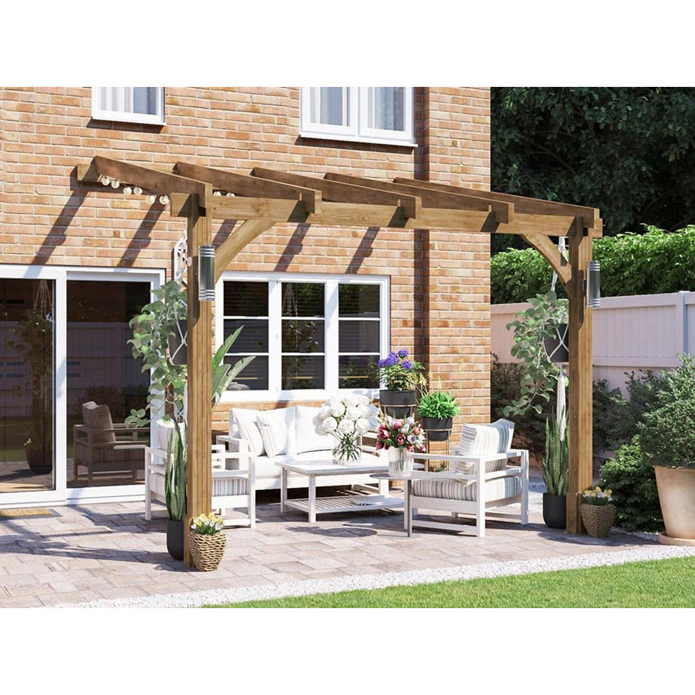 Dunster House Leviathan 3 x 3m Brown Plant Frame Wall Mounted Lean To Pergola Image 3