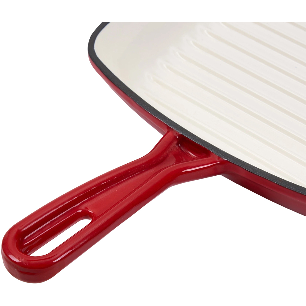 Living and Home 28.5cm Gradient Red Enamelled Cast Iron Square Grill Pan Image 6