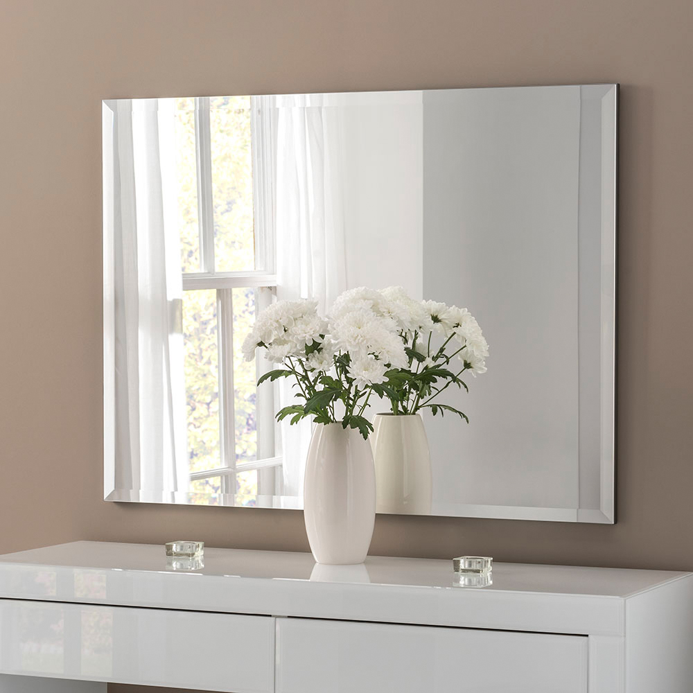 Yearn Silver Classic Bevelled Rectangular Mirror 102 x 76cm Image 2