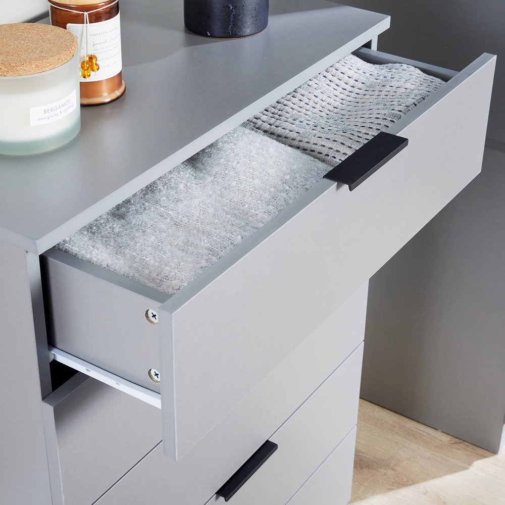 Home Source Phoenix 5 Drawer Grey Chest of Drawer Image 4