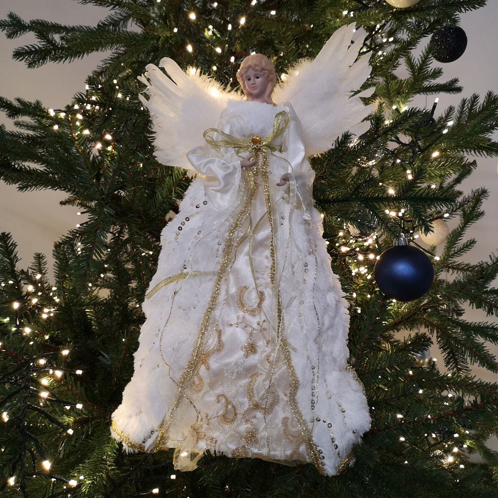 Premier Deluxe Gold and White Angel Christmas Tree Topper 40cm Image 2