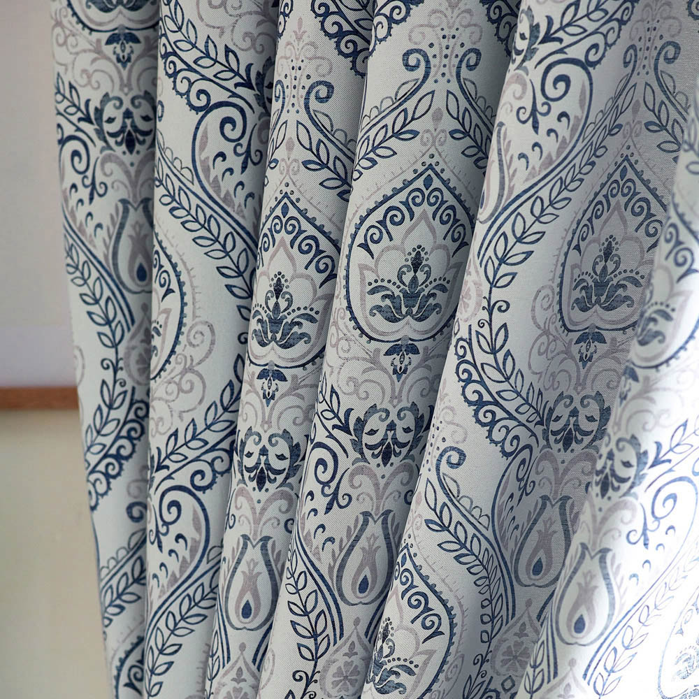 Alan Symonds Victoria Blue Room Darkening Ring Top Eyelet Curtains 168 x 183cm Image 3