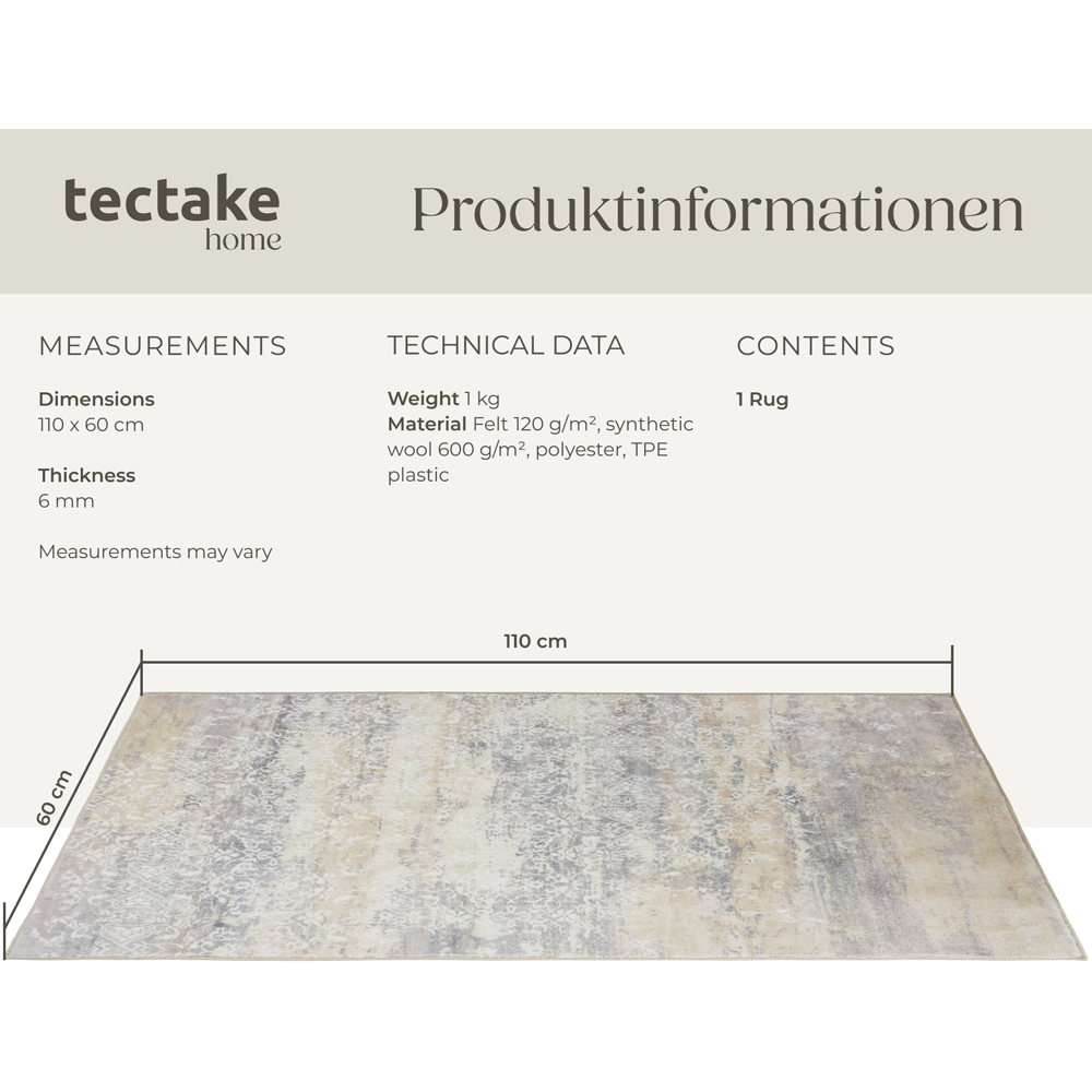 tectake Dalia Non Slip Washable Rug 110 x 60 x 0.6cm Image 8
