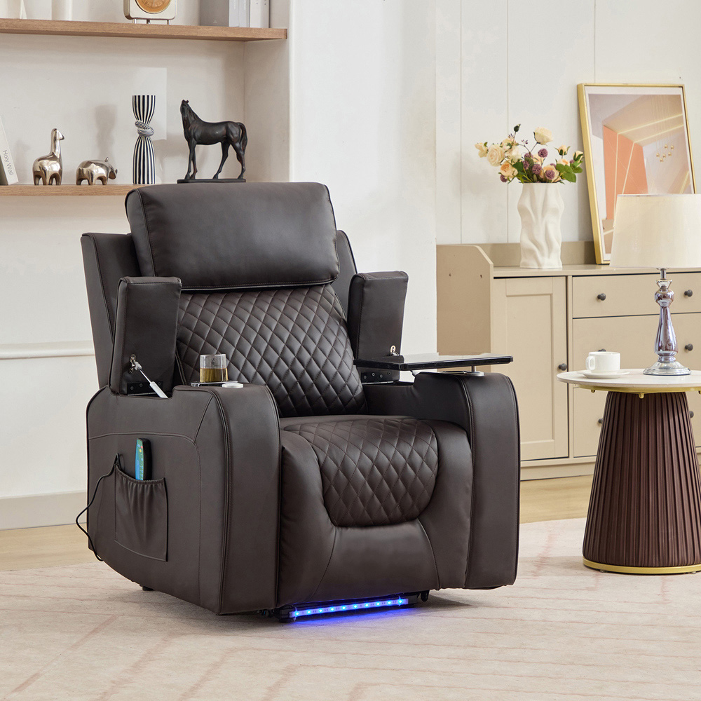 Artemis Home Byron Brown Leather Massage and Heat Electric Riser Recliner Chair Image 4