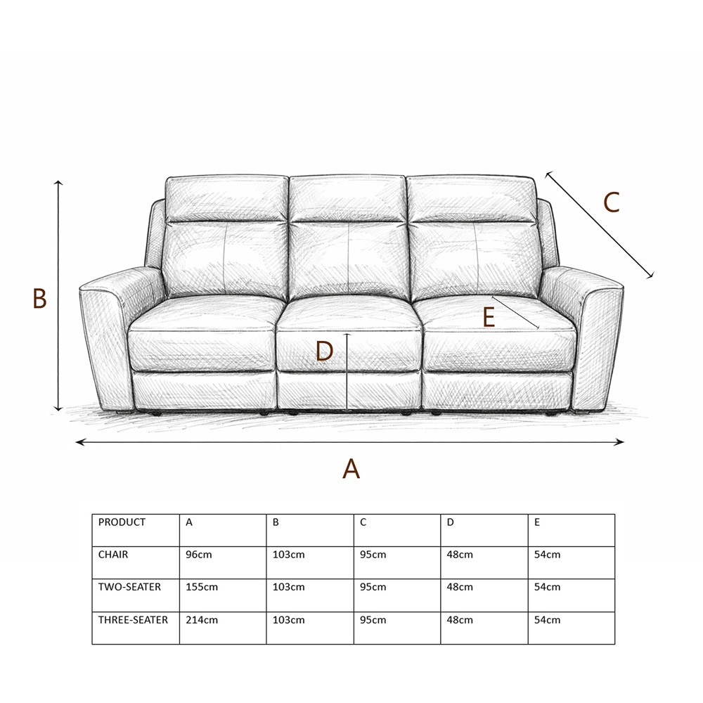 Aspire Elmhurst 2 Seater Charcoal Leather Power Recliner Sofa with USB and USB-C Charging Image 9