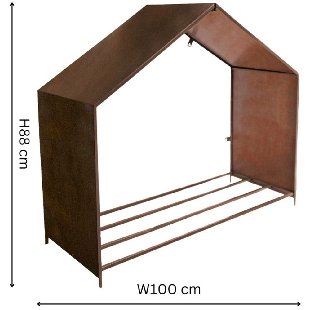 Ivyline Rust House Shape Garden Log Storage 88 x 100cm Image 4