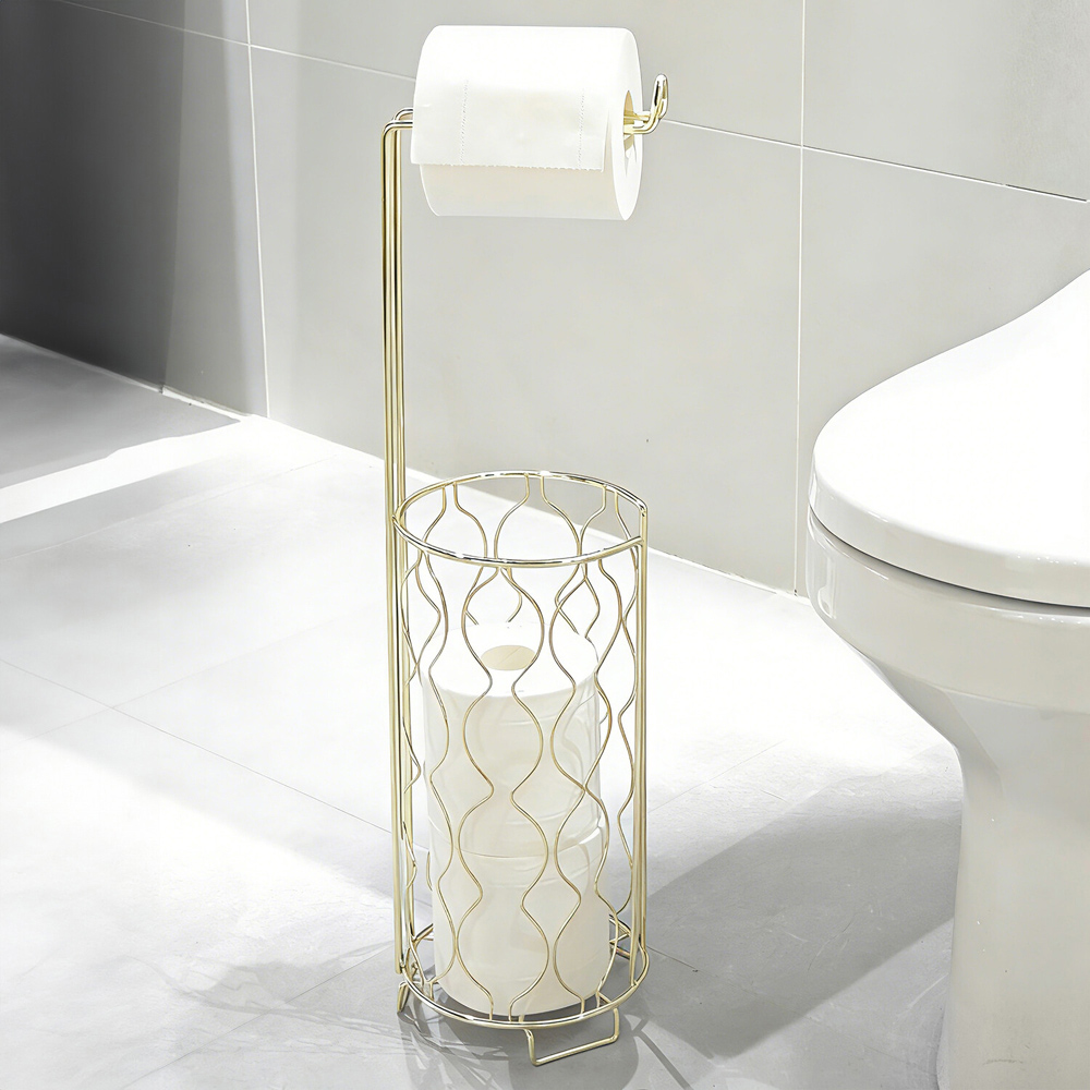 Wire Toilet Roll Holder Gold Image 3