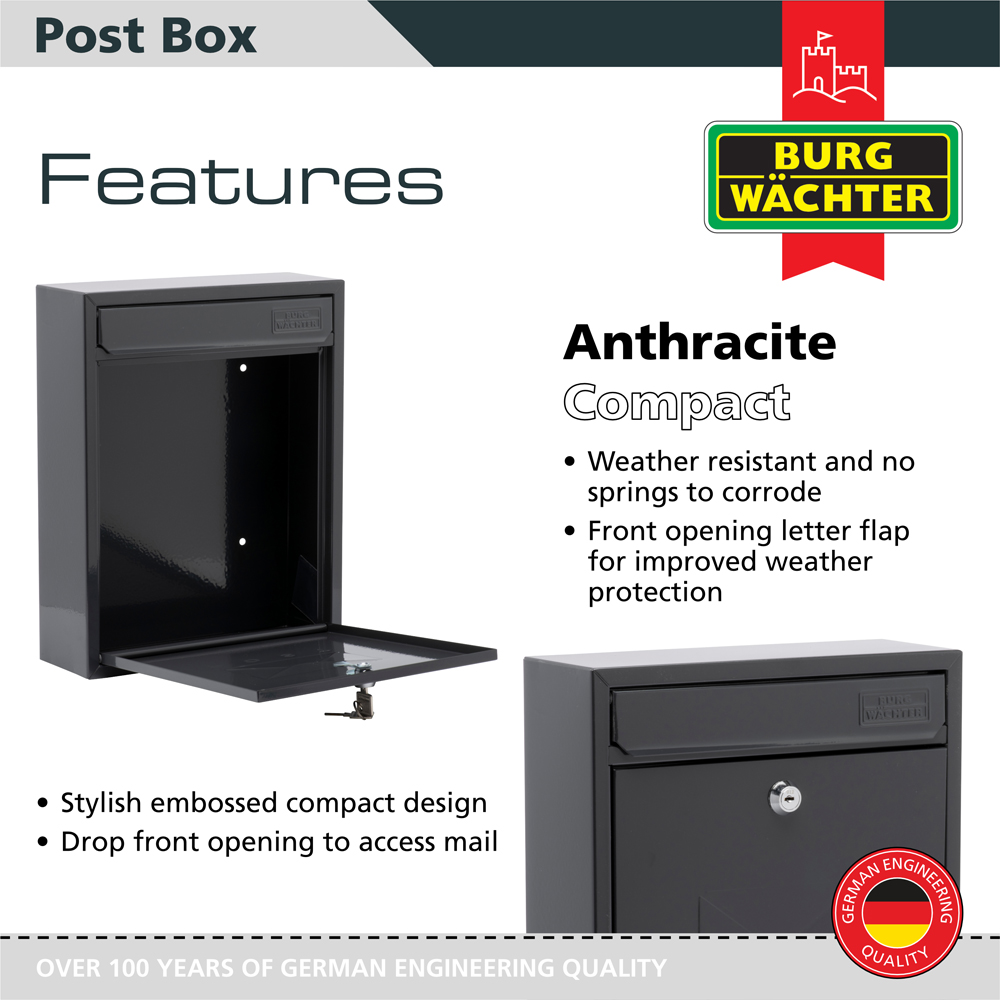 Burg-Wachter Anthracite Compact Post Box Image 2