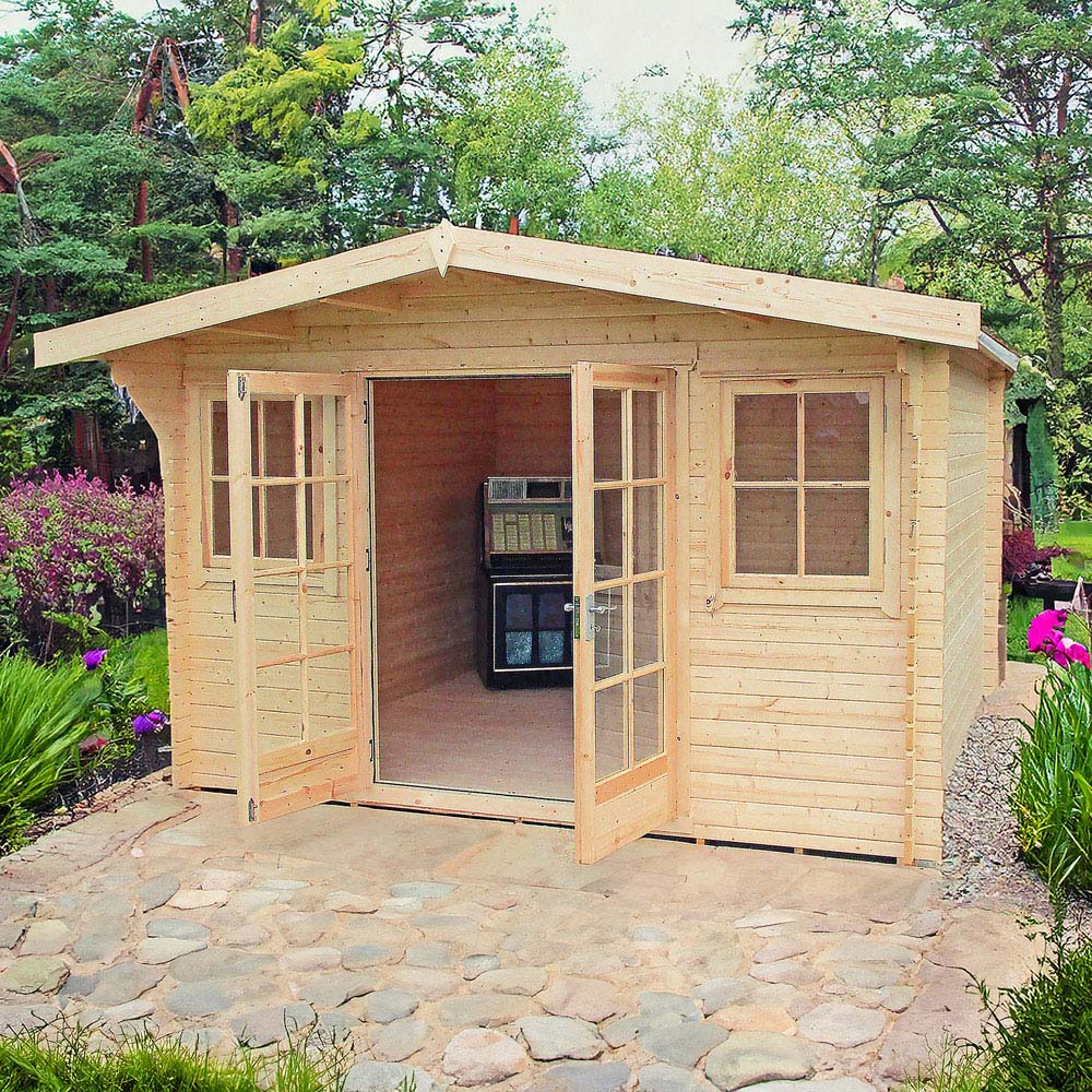 Shire Clipstone 12 x 10ft Double Door Wooden Log Cabin Image 7