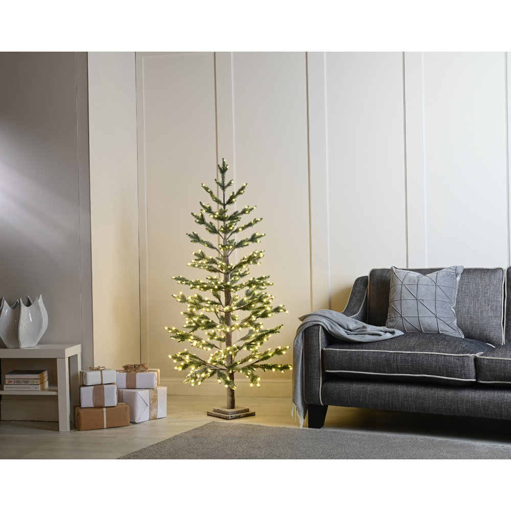 Festive Warm White LED Pre-Lit Snowy Twig Artificial Christmas Tree with Stand 4ft Image 3