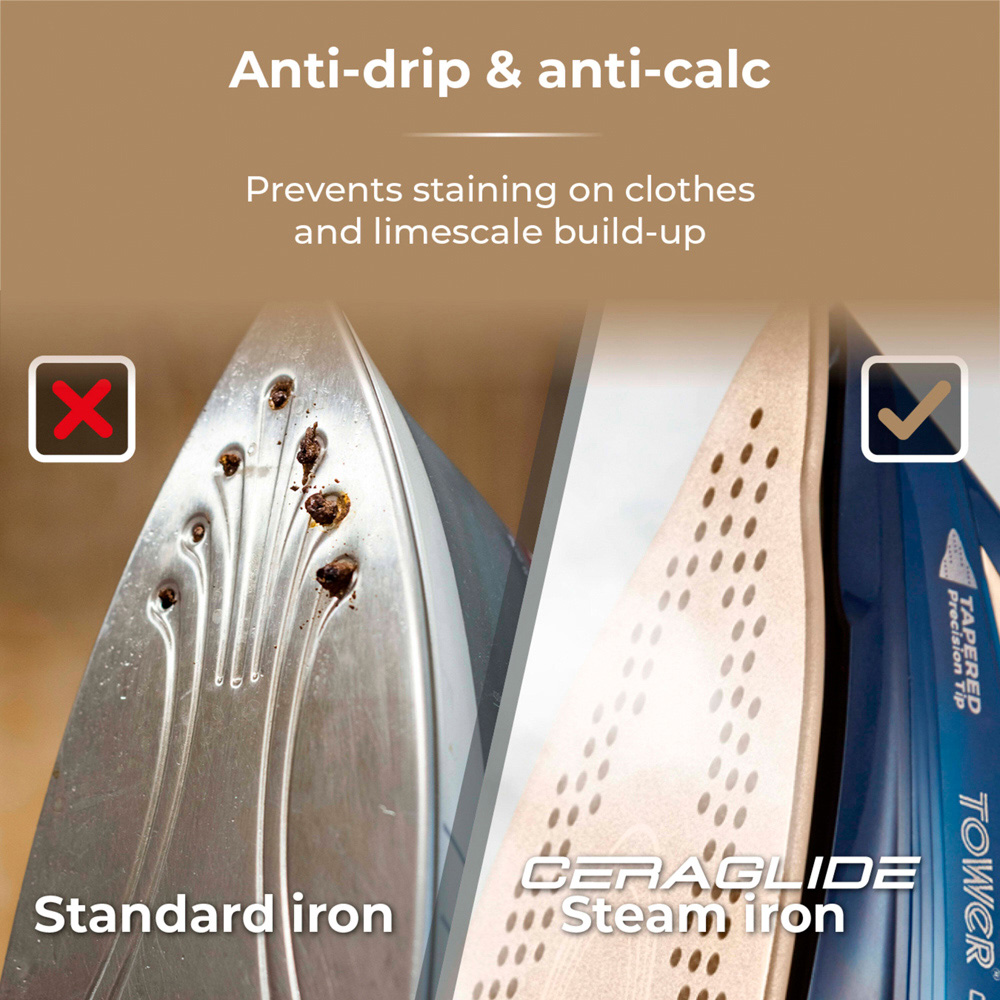 Tower CeraGlide Blue Cord and Cordless Steam Iron 2400W Image 9